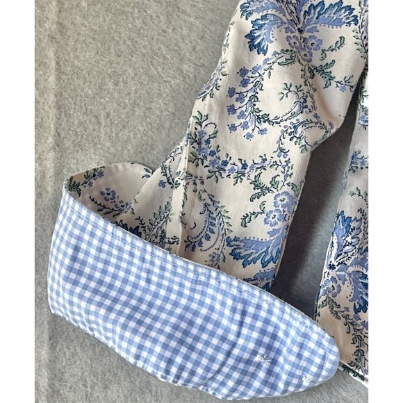 Chaps Black Label Womens M No Iron Blue White Floral Button Shirt Logo Buttons - Picture 10 of 16